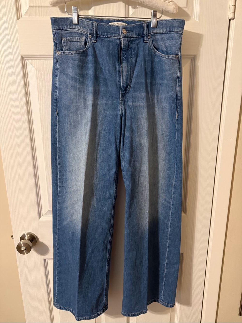 Banana Republic Wide-Leg Flared Jeans in Faded Blue
